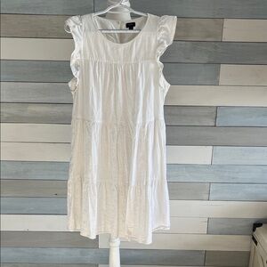 J. Crew White Ruffle Sleeve Mini Dress